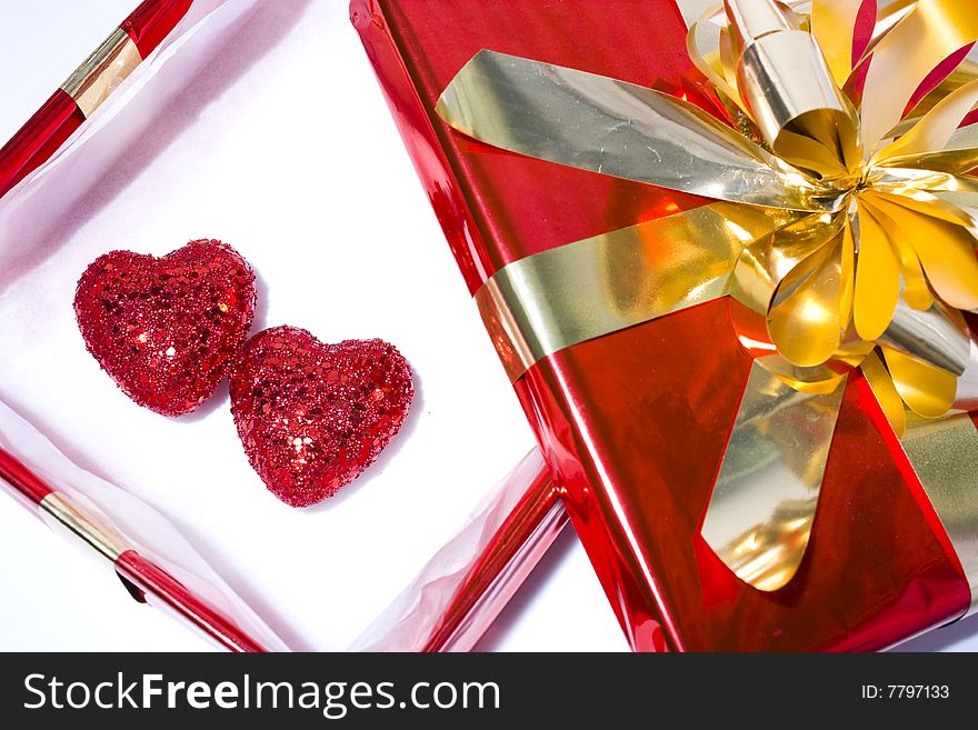 Gift Box And Hearts