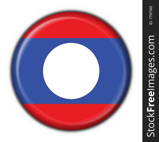 Laos button flag round shape - 3d made