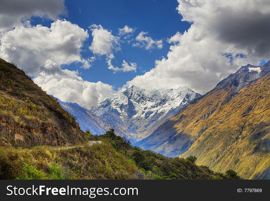 Nevado Humantay peak in the Andean mountains, Peru. HDR image. Nevado Humantay peak in the Andean mountains, Peru. HDR image