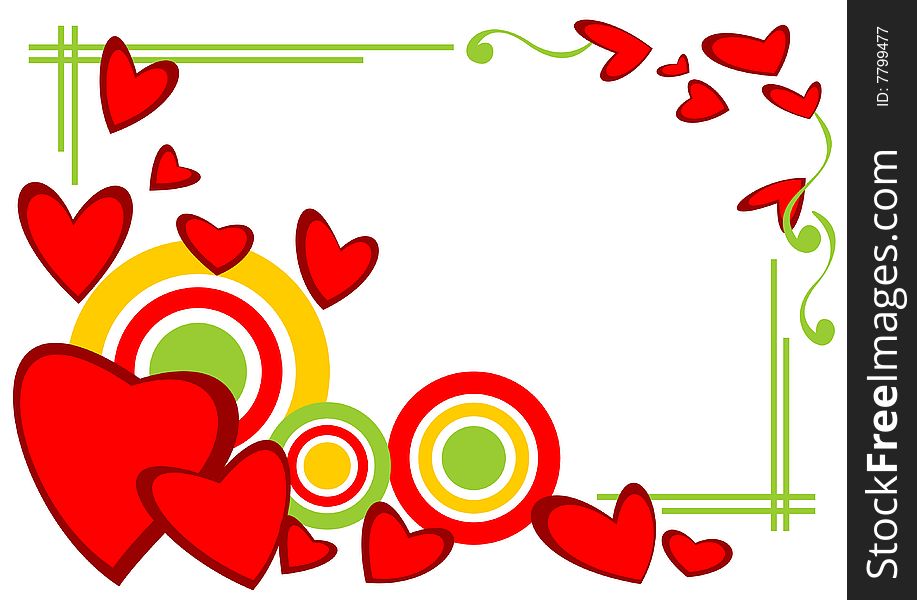 Stylized hearts and border isolated on a white background. Valentines illustration. Stylized hearts and border isolated on a white background. Valentines illustration.