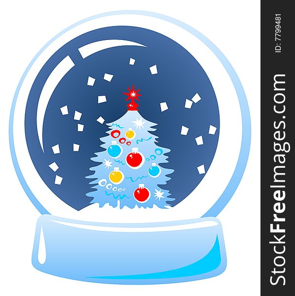 Cartoon snow globe isolated on a white background.