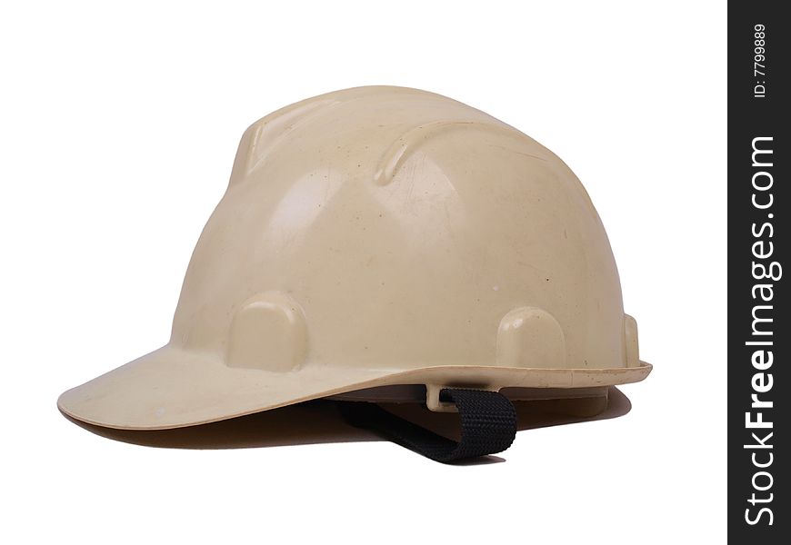 White colored Builder Safety Helmet left side view. White colored Builder Safety Helmet left side view