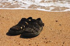 Sandals On The Sand Stock Photography Sandals On The Sand Stock Photography