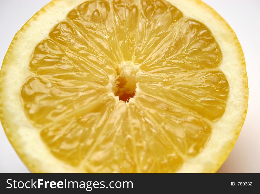 Piece lemon in closeup