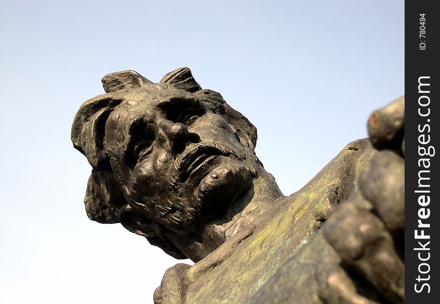 Monument details face, Zagreb, Croatia, Europe