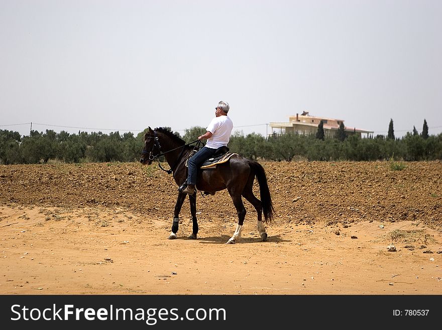 Horseman in the wilderness, outback