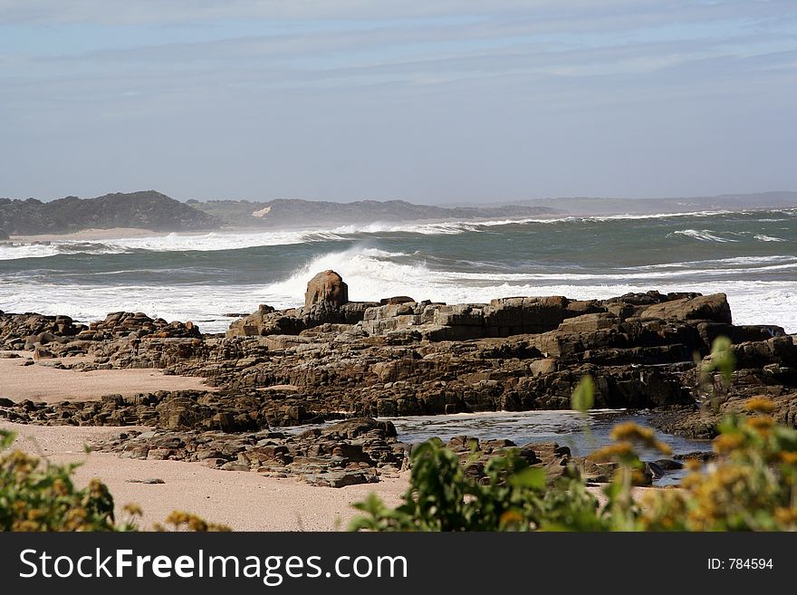 Waves on Rocky Beach