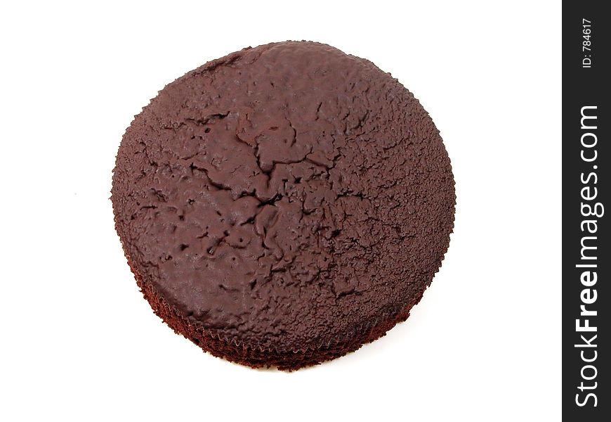 Upper view of a chocolate cake over white background. Upper view of a chocolate cake over white background