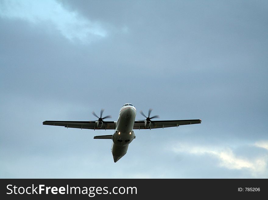 ATR plane at take-off at Tahiti airport