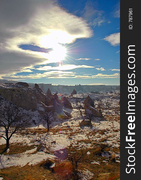 Winter Shot of Vineyard Valley in Cappadocia (Turkey)