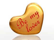Be My Lover In Golden Heart Stock Images