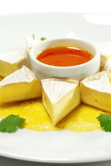 Fromage Cheese With Honey Orange Sauce Stock Photo Fromage Cheese With Honey Orange Sauce Stock Photo