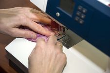 Wife Sewing Clothes Royalty Free Stock Photography Wife Sewing Clothes Royalty Free Stock Photography