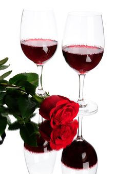 Red Wine And Rose Stock Photos Red Wine And Rose Stock Photos