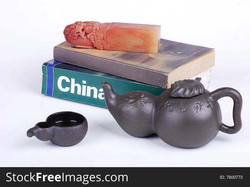 Chinese element:teapot,china manual,stone seal.The Chinese characters on the teapot not a brand,it means long life.