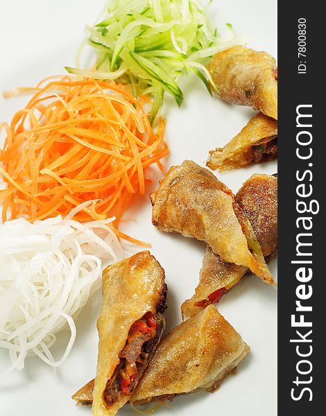 Beef Rolls With Vegetable Julienne