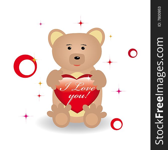 Cute bear with heart for st.Valentine day. Good for greeting card. Cute bear with heart for st.Valentine day. Good for greeting card.