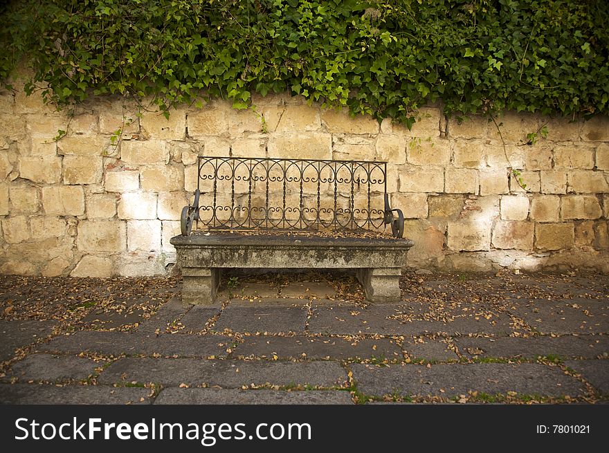 Old stone bench at segovia spain. Old stone bench at segovia spain