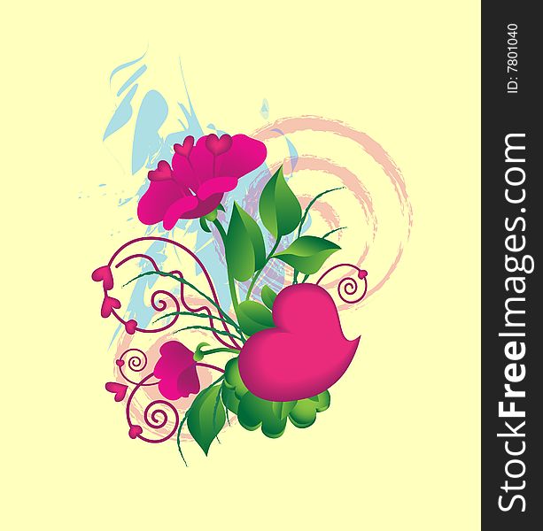 Flowers in a Valentine's Day. Vector ilillustration. Flowers in a Valentine's Day. Vector ilillustration.