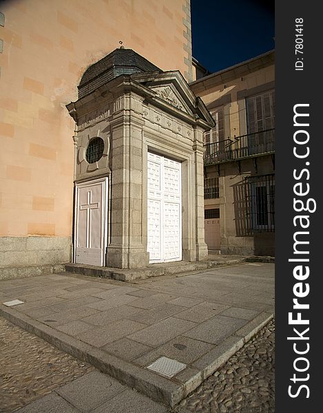 Door with cross at La Granja Royal Palace in Segovia. Door with cross at La Granja Royal Palace in Segovia
