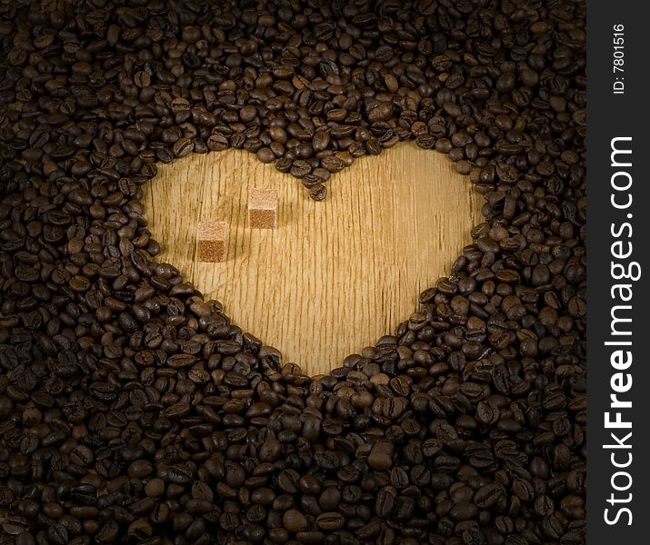 Coffee heart with nub sugar