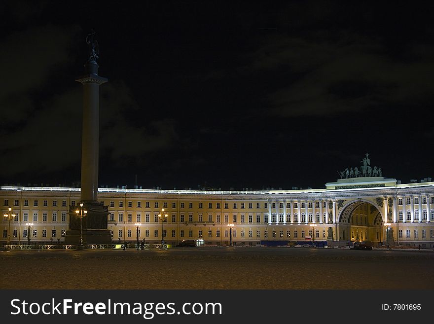 Winter Night On Central City Square