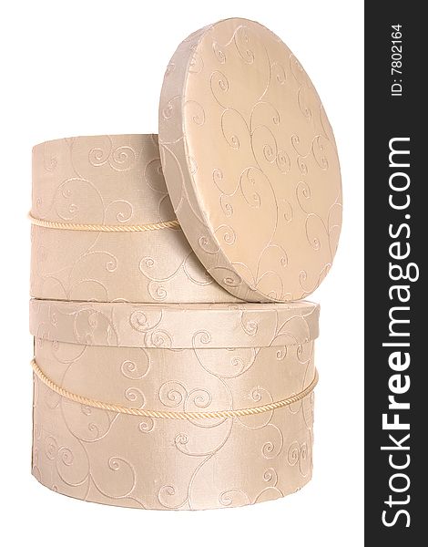 Hi-key image of hatboxes isolated on a white background