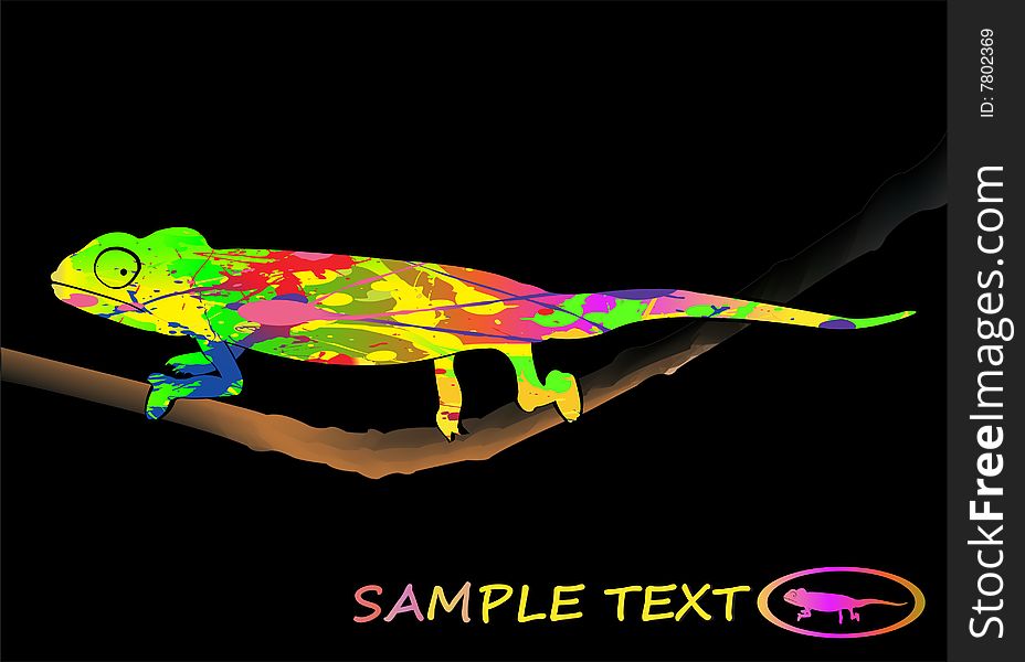 Illustration of a colorful chameleon vector