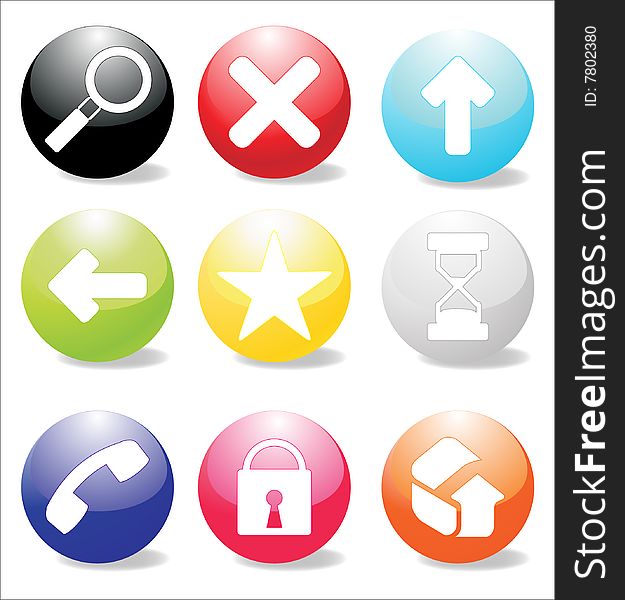 Gloosy web icons & buttons vector. Gloosy web icons & buttons vector