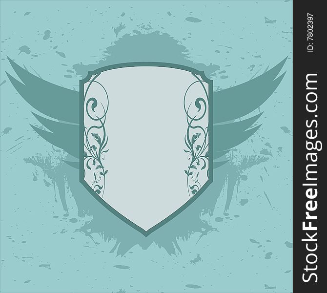 Vector illustration of shield with wings. Vector illustration of shield with wings