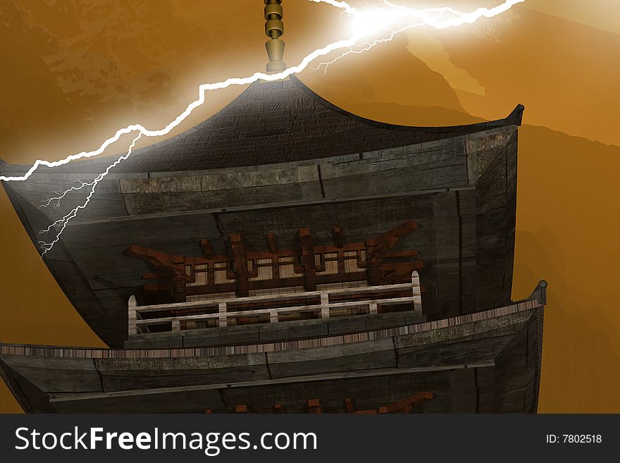 Illustration of Zen Buddhist temple