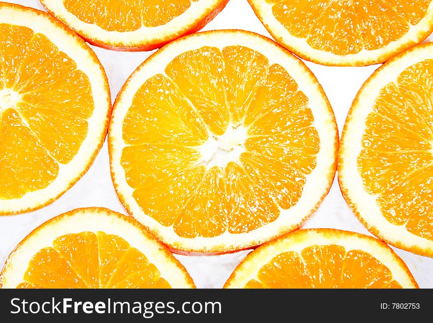 Orange slices isolated on a white background