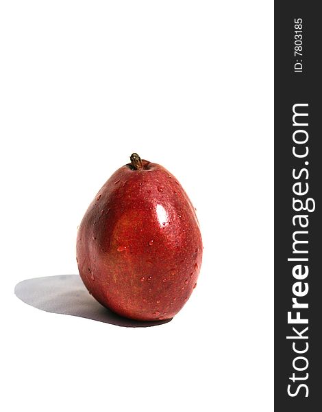 Red pear on the white background