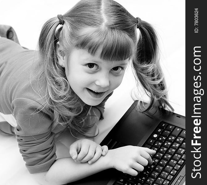 Little Girl And Laptop