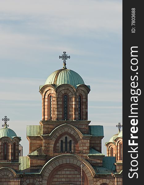 Serbian Orthodox Church with sky in background