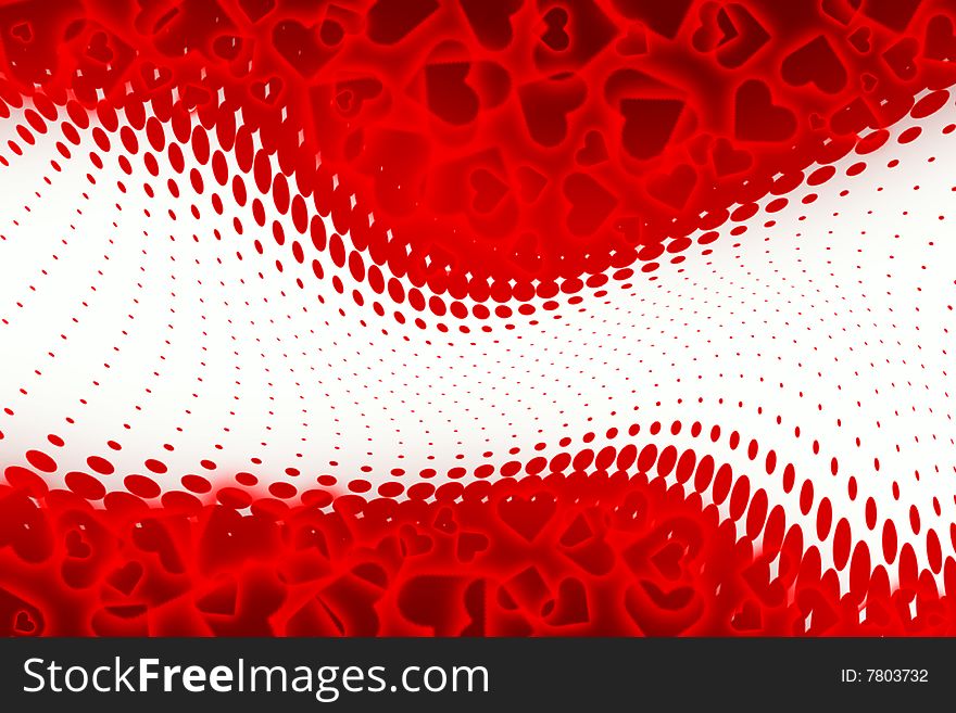 Halftone dots and small shiny hearts background. Halftone dots and small shiny hearts background