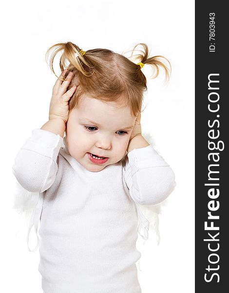 Stock photo: an image of a nice baby in white clothes