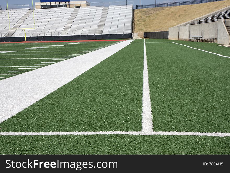 View of the Football field and yard lines