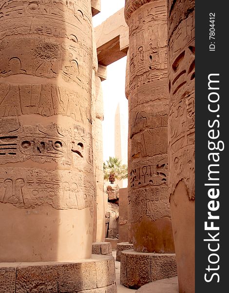 Columns at the Great hypostyle hall of Amona-Ra, Karnak, Luxor. Columns at the Great hypostyle hall of Amona-Ra, Karnak, Luxor