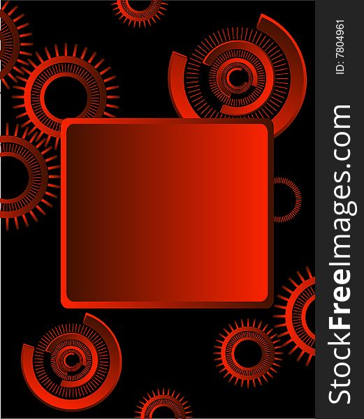 Red gears over black background