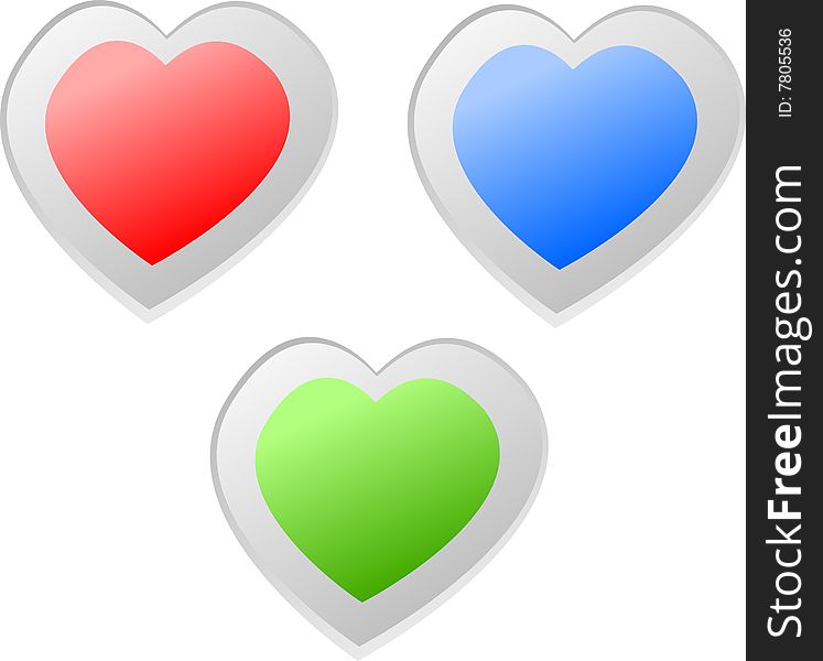 The set of colored hearts buttons