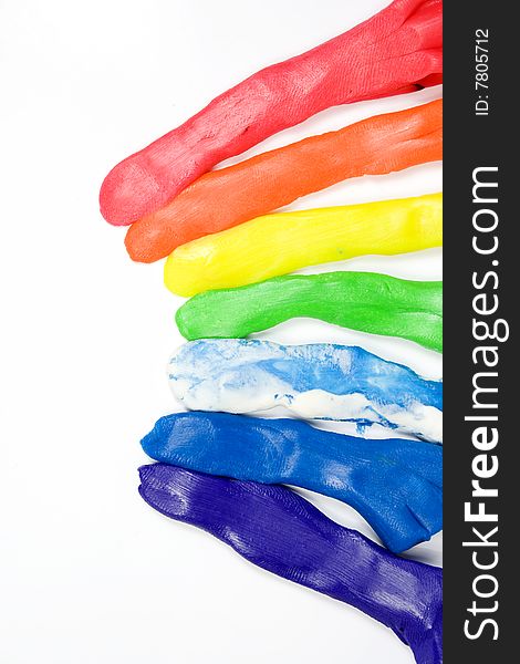 Seven strips from plasticine, colours of a rainbow