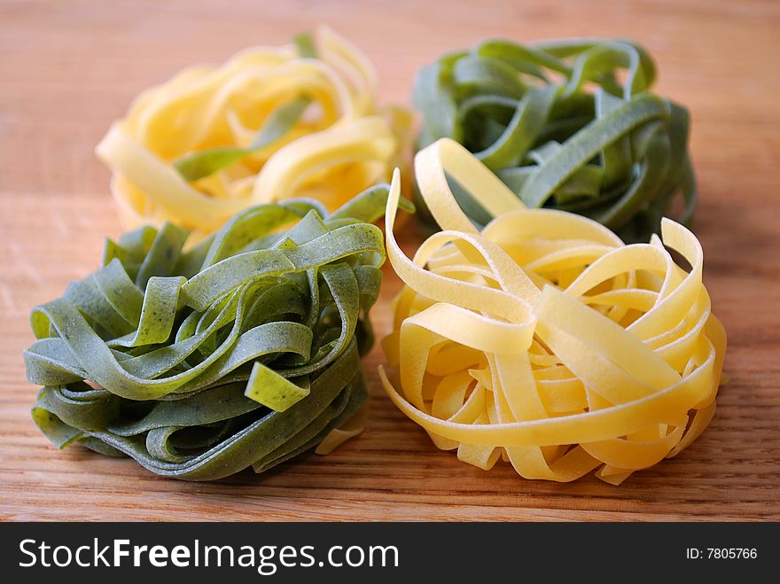 Green and yellow tagliatelle from Italy