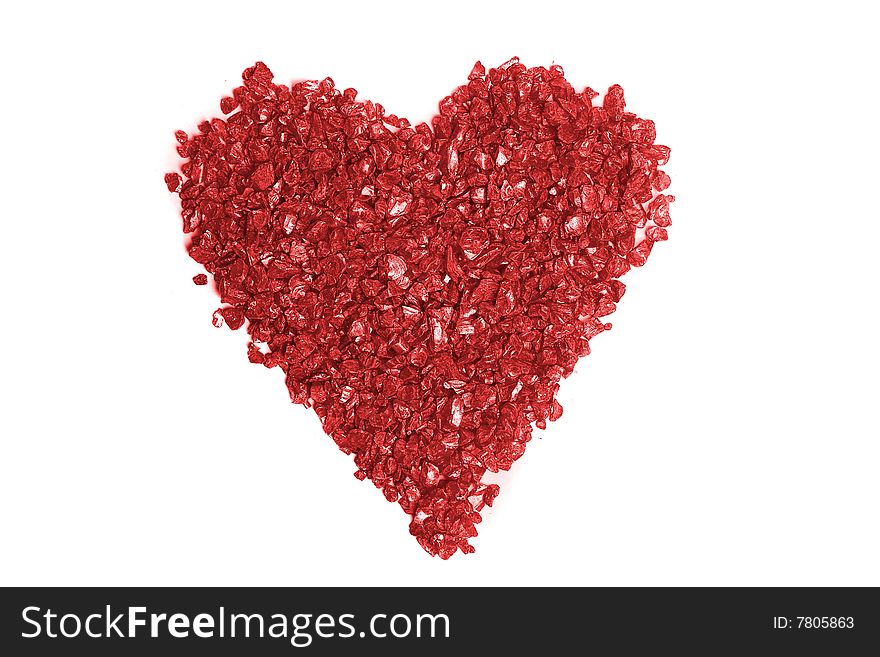 Red heart made with stones