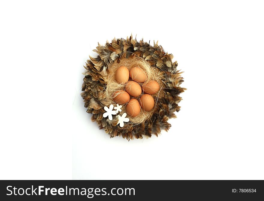 HenÂ´s eggs in a nest. HenÂ´s eggs in a nest
