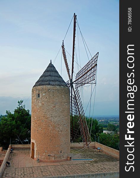 View of a typical wind mill in majorca