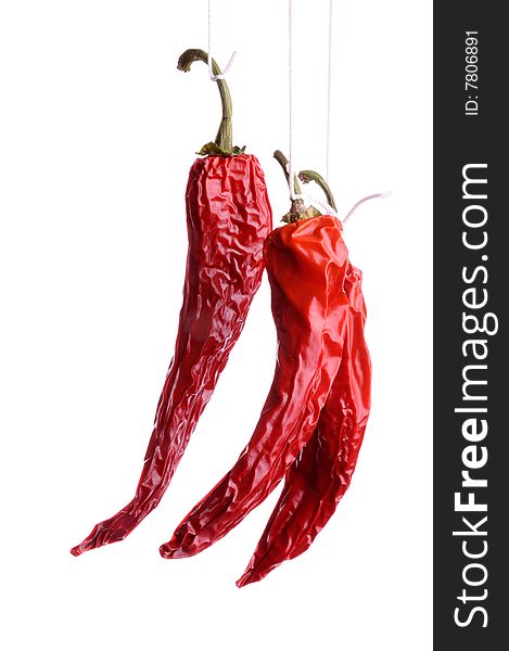 Dried red hot chili pepper isolated on white. Dried red hot chili pepper isolated on white