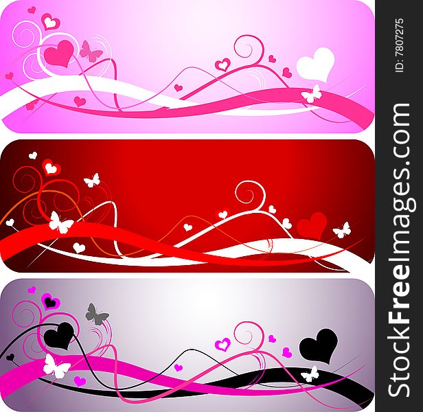 Three decortive Valentine Backgrounds, vector illustraion. Three decortive Valentine Backgrounds, vector illustraion