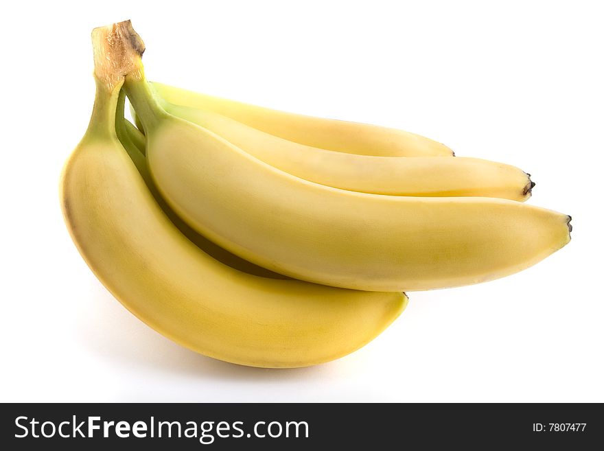 A bunch of fresh, ripe bananas isolated on a white background. A bunch of fresh, ripe bananas isolated on a white background