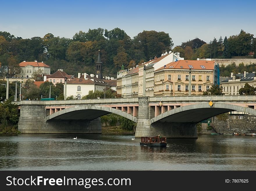 Autumn Prague: View at Vltava River
